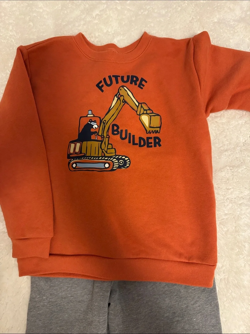 Garanimals Orange Sweatshirt with Excavator Graphic